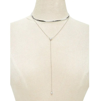Layered Rhinestone Pendant Choker Necklace (New Arrival)