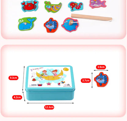 Magnetic Fishing Toy Set for Kids - Wooden Educational Game