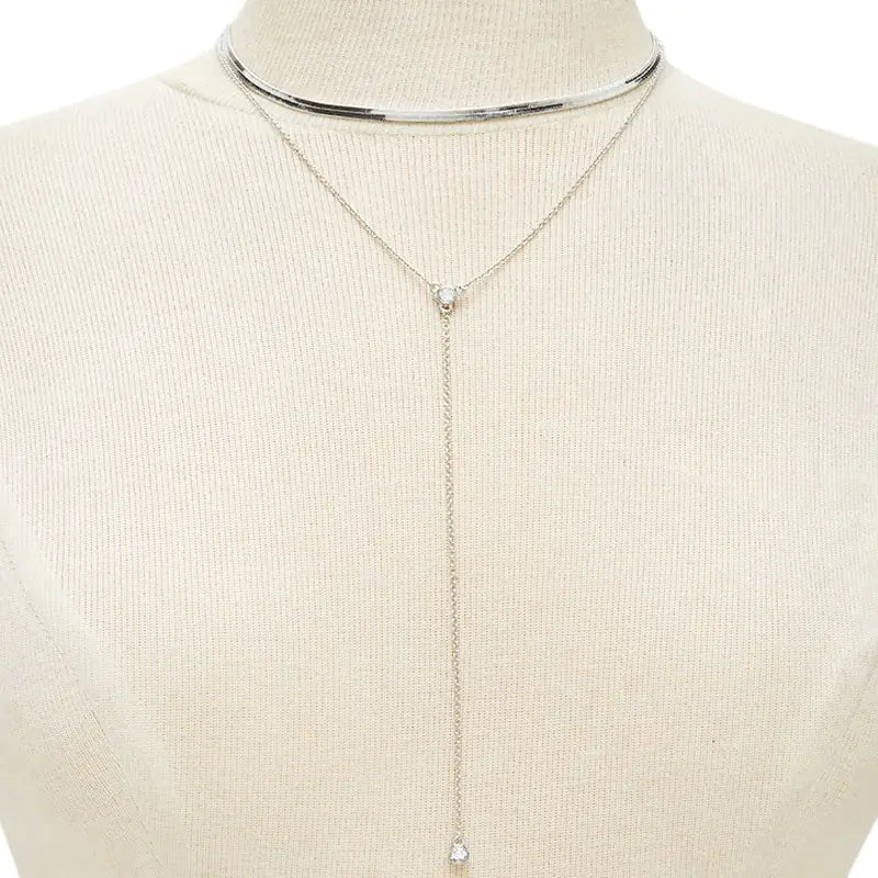 Layered Rhinestone Pendant Choker Necklace (New Arrival)