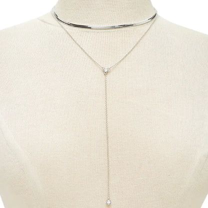 Layered Rhinestone Pendant Choker Necklace (New Arrival)