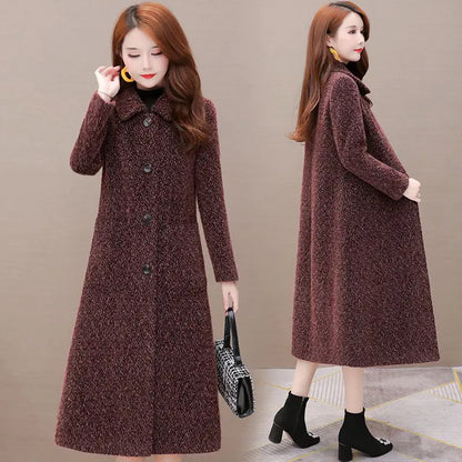 Mid-Length Padded Imitation Mink Fleece Coat for Women.