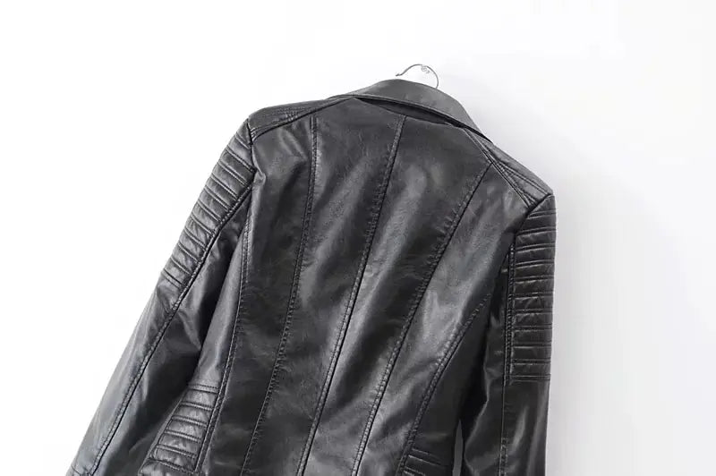 2019 Women's Slim Fit PU Leather Biker Jacket