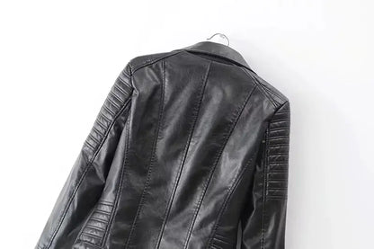 2019 Women's Slim Fit PU Leather Biker Jacket