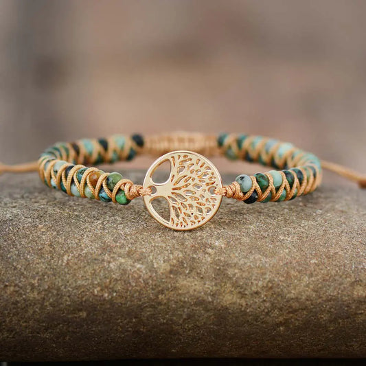 Handcrafted Natural Stone Women's Bracelet with Beads