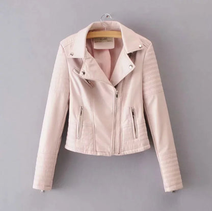 2019 Women's Slim Fit PU Leather Biker Jacket