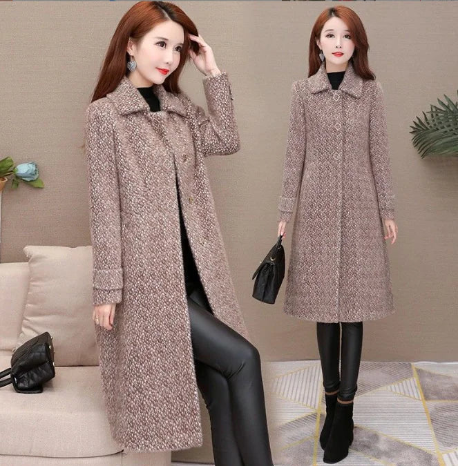 Mid-Length Padded Imitation Mink Fleece Coat for Women.