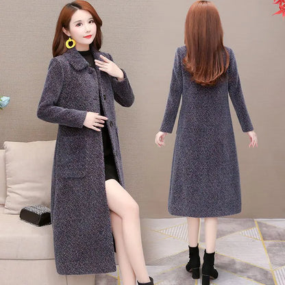 Mid-Length Padded Imitation Mink Fleece Coat for Women.