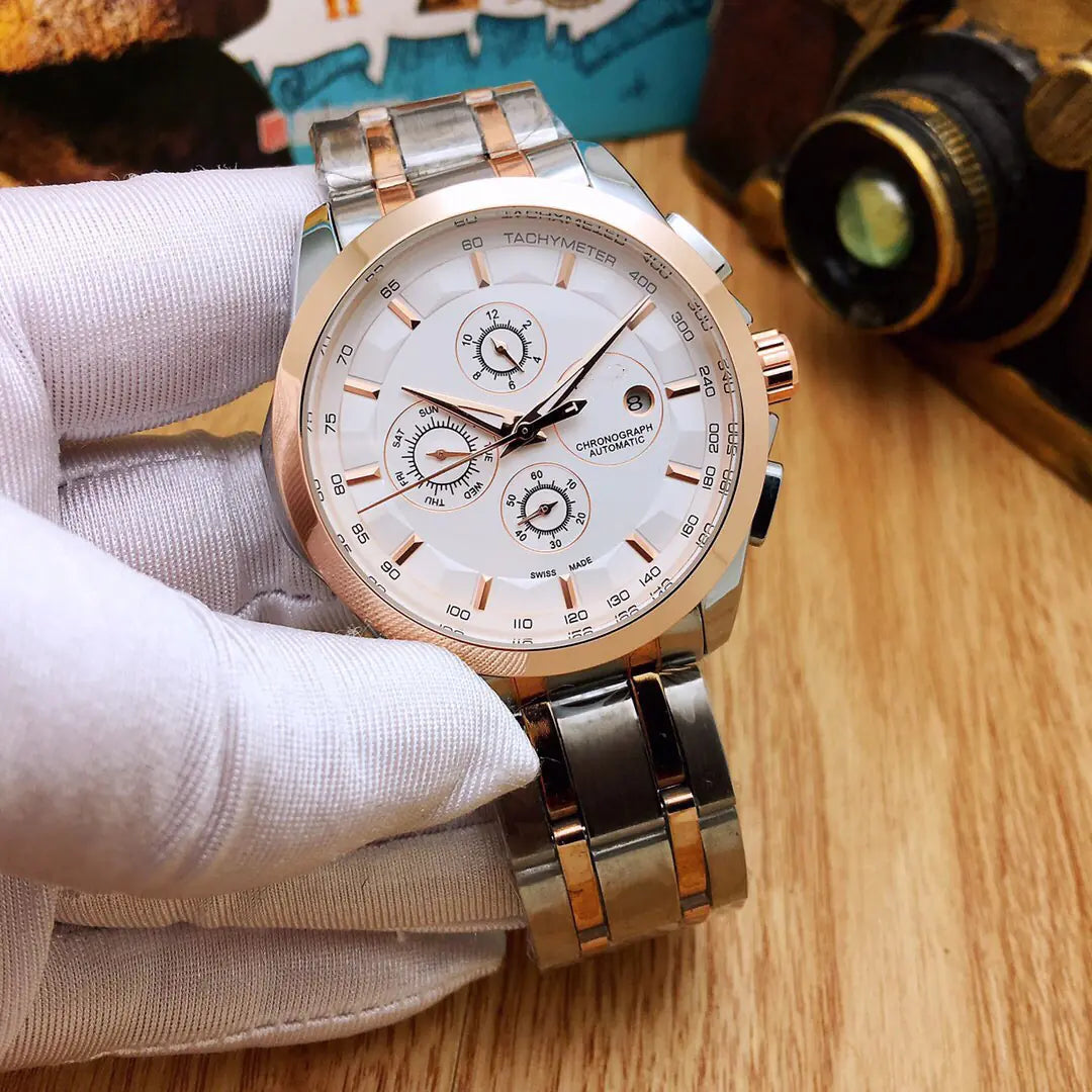 Men's Steel Band Mechanical Watch with Six Needles