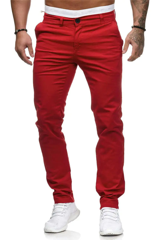 Euro American Style Men's Casual Pants - Solid Straight Fit.