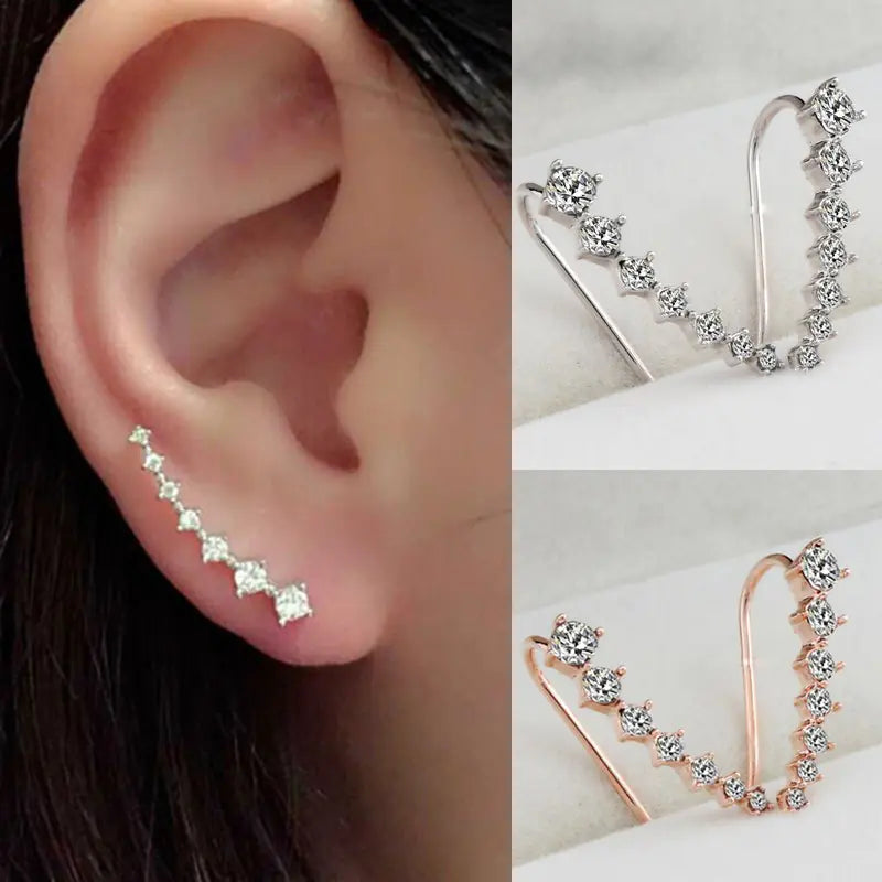 Gold and Silver Diamond Stud and Drop Earrings.
