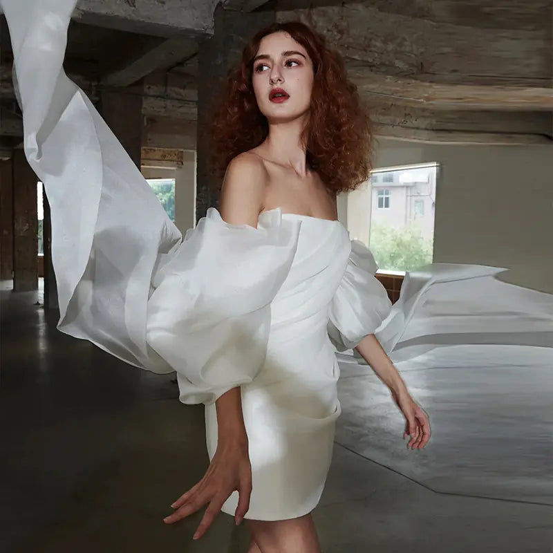 One-Shoulder Vintage Style Short Wedding Dress