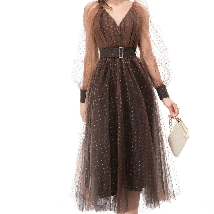 Women's Gauze Hem Waist Dress.