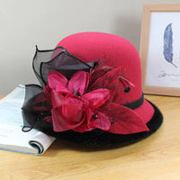 British Vintage Woolen Top Hat for Women - Elegant Style.