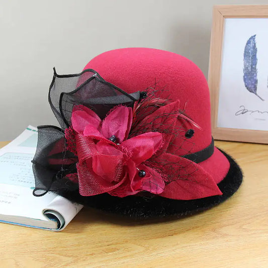 British Vintage Woolen Top Hat for Women - Elegant Style.