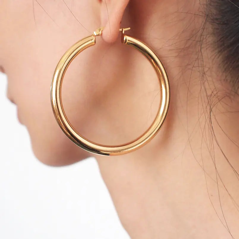 Oversized Stainless Steel Hollow Hoop Earrings